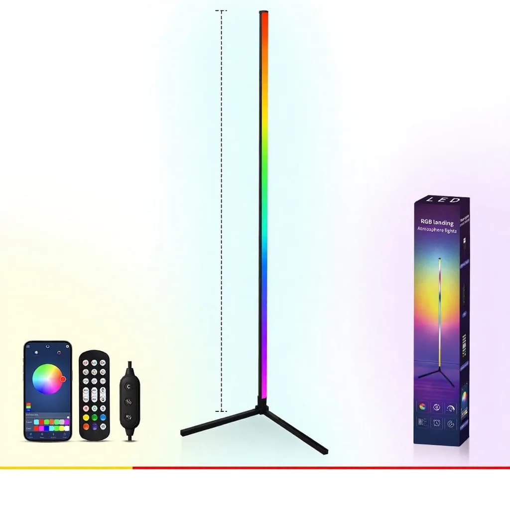 Luminária de Chão RGB com Sincronização Musical, Controle Remoto e App
