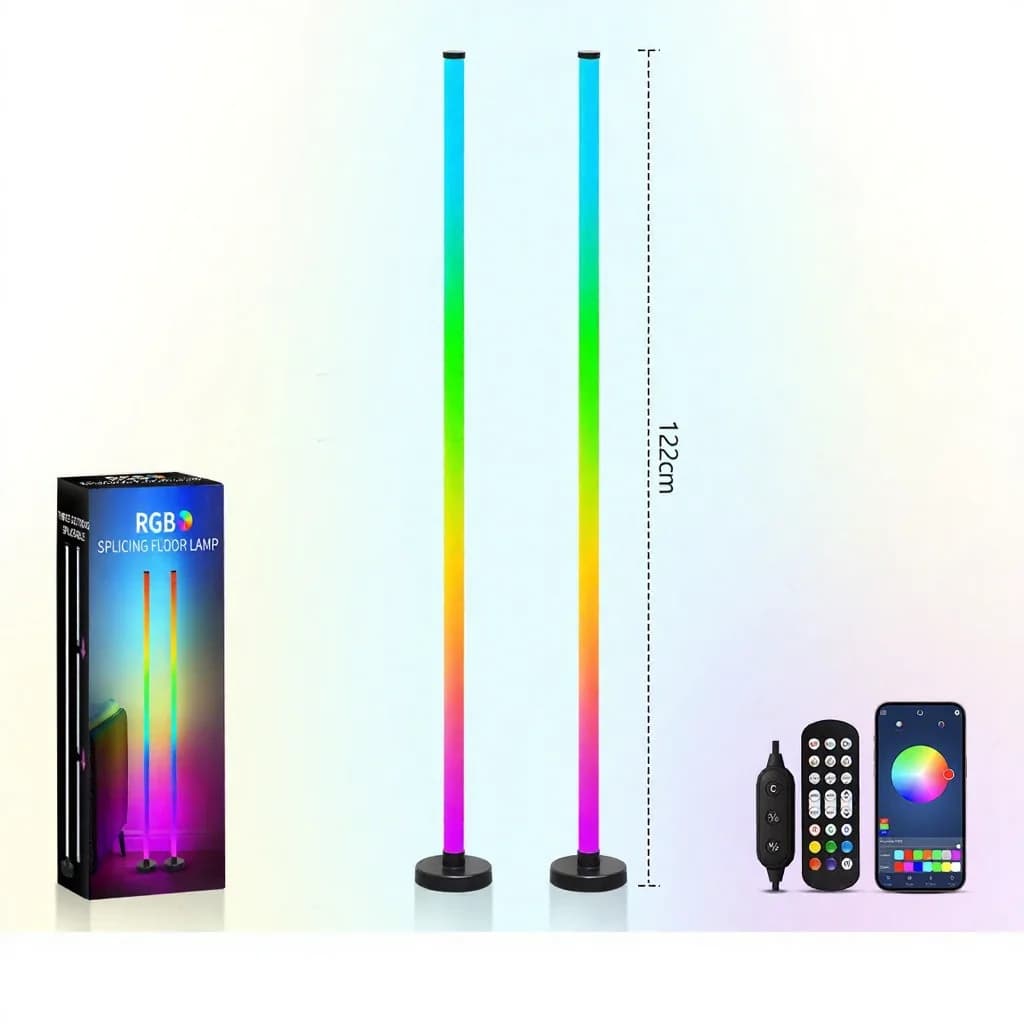 Luminária de Piso RGB com Sync Musical, Brilho 360°, Controle por App para Gamer