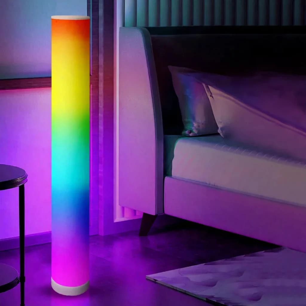 Luminária de Piso Cilíndrica RGB com Controle Remoto e Sincronização Musical para Decoração