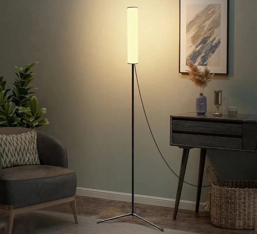 Luminária de Piso LED com Altura Ajustável, Base Tripé e Três Modos de Cor