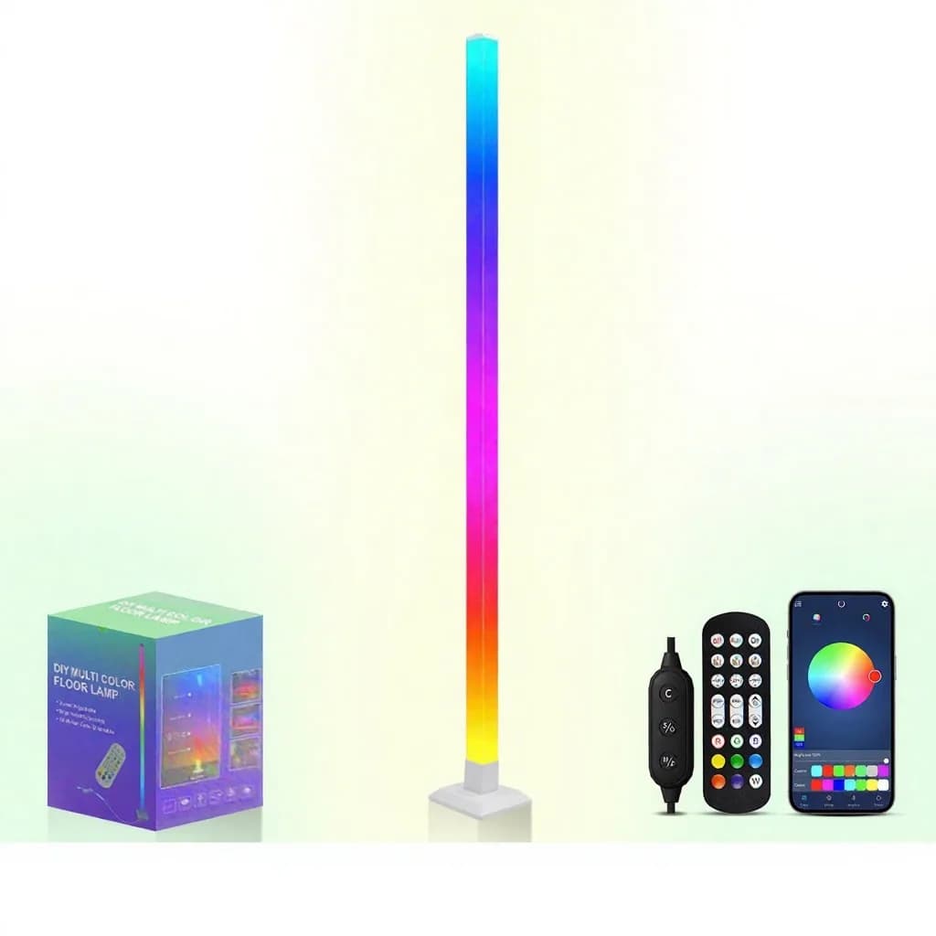 Luminária de Piso Inteligente RGB com Sincronização Musical e Controle por App LED
