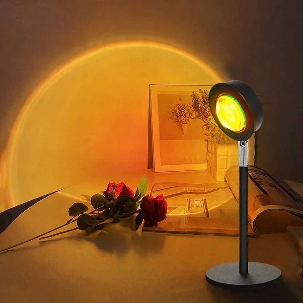 Luminária de Projeção USB Pôr do Sol RGB para Decoração de Mesa