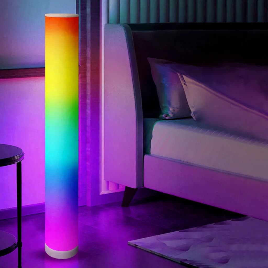 Luminária de Piso Cilíndrica RGB com Controle Remoto e Sincronização Musical para Decoração