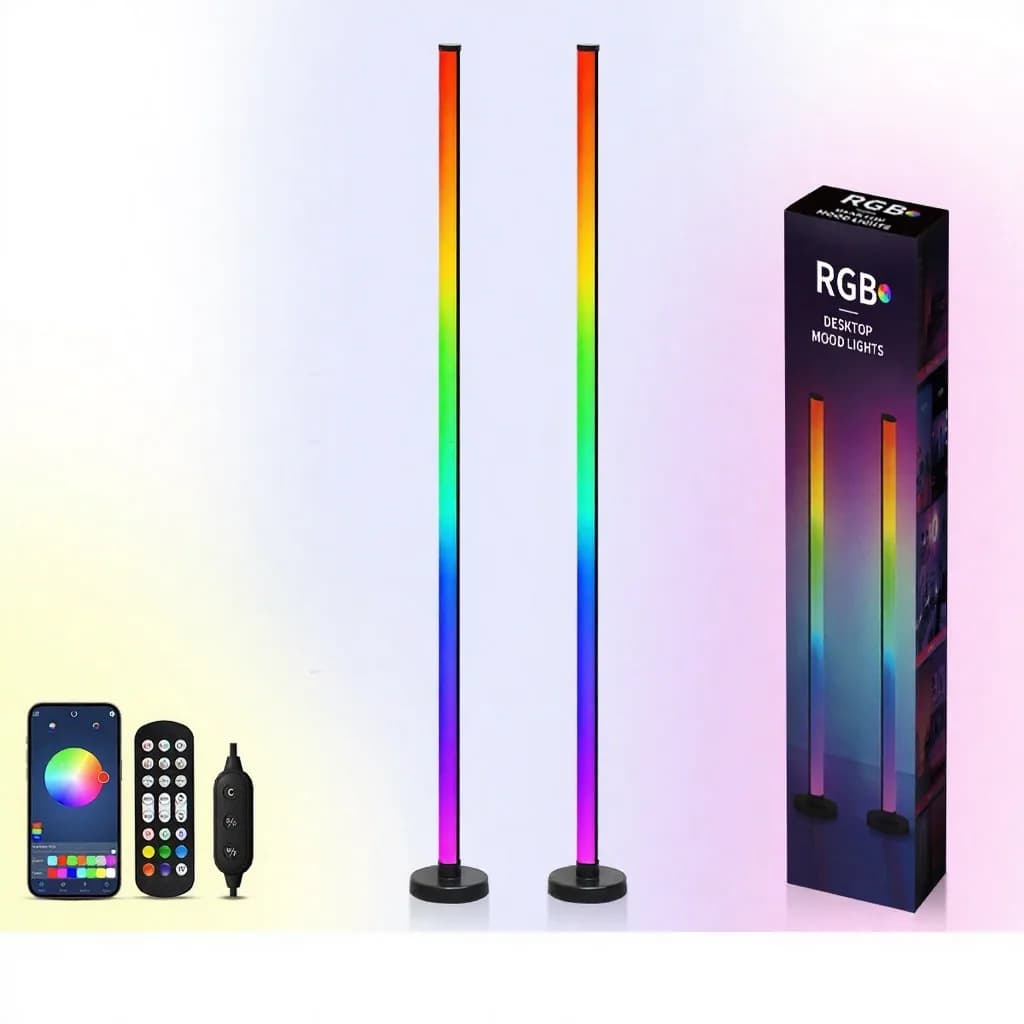 Luminária de Piso RGB com Sincronização Musical, Controle por App e Remoto