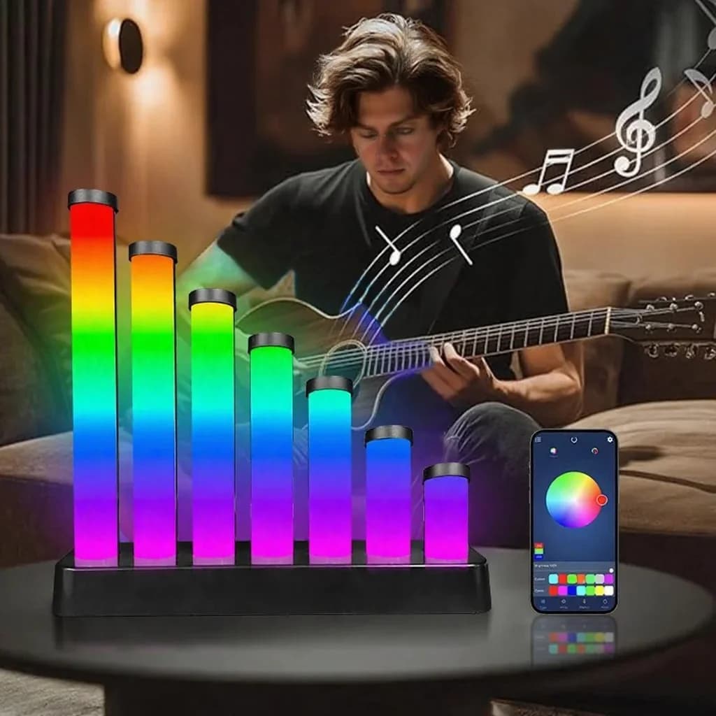 Luminária de Mesa LED RGB Reativa ao Som com Controle por App