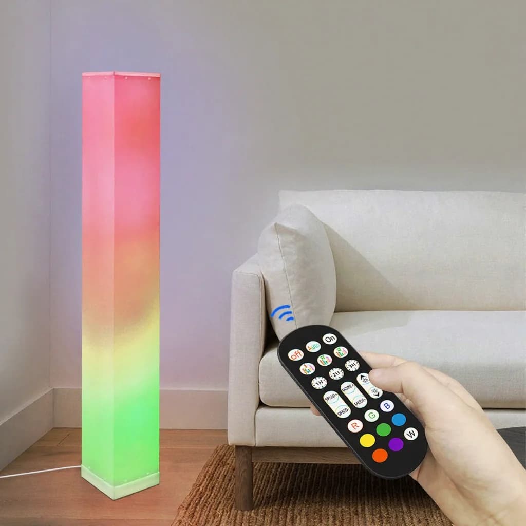 Luminária de Piso Quadrada com Controle Remoto e Luz LED Ambiente para Sala