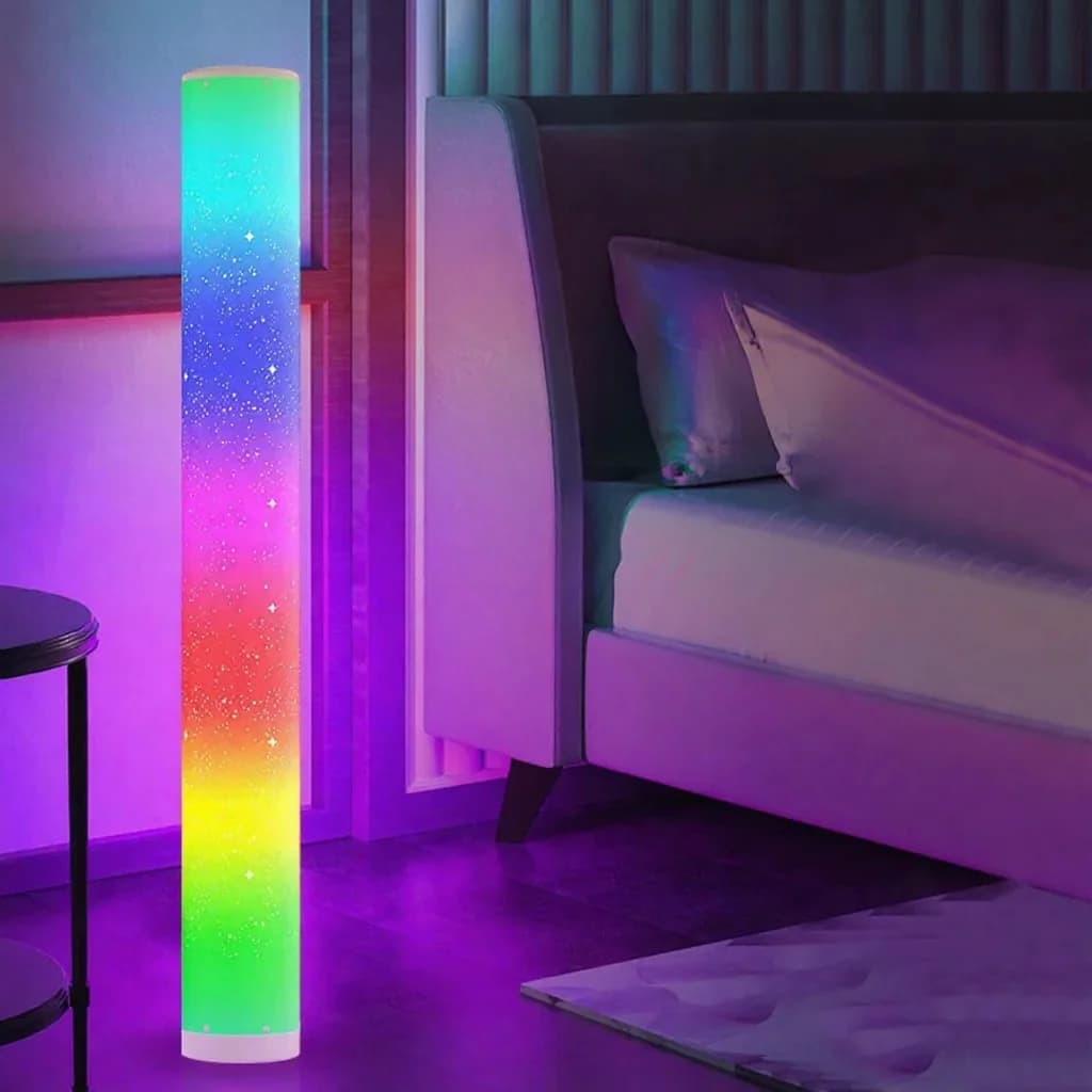 Luminária de Piso LED RGB com Padrão de Estrelas, Controle Remoto e por App