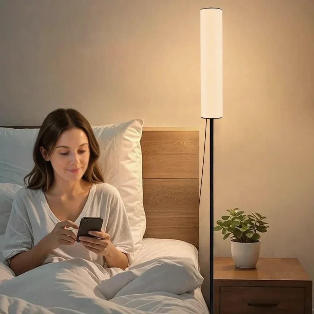Luminária de Piso LED com Altura Ajustável, Base Tripé e Três Modos de Cor
