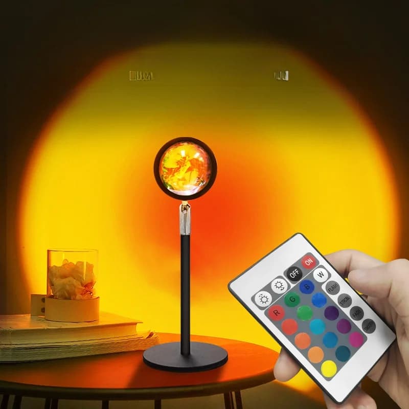 Luminária de Projeção USB Pôr do Sol RGB para Decoração de Mesa