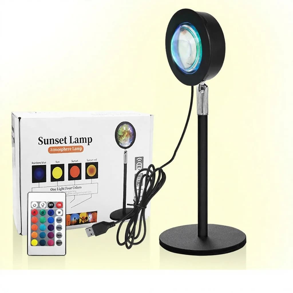 Luminária de Projeção USB Pôr do Sol RGB para Decoração de Mesa