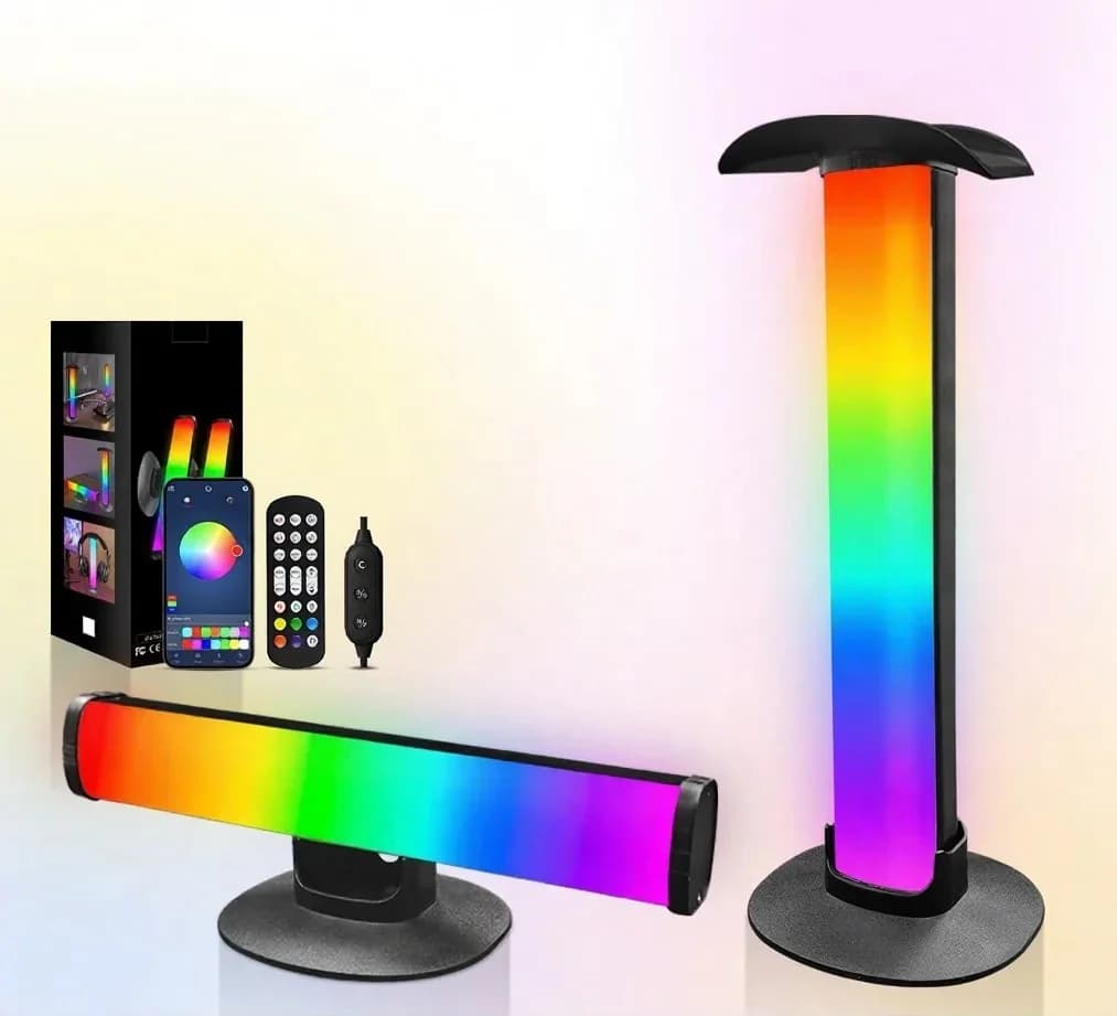 Luminária de Atmosfera RGB para Jogos com Suporte para Fone de Ouvido e Sincronização de Som