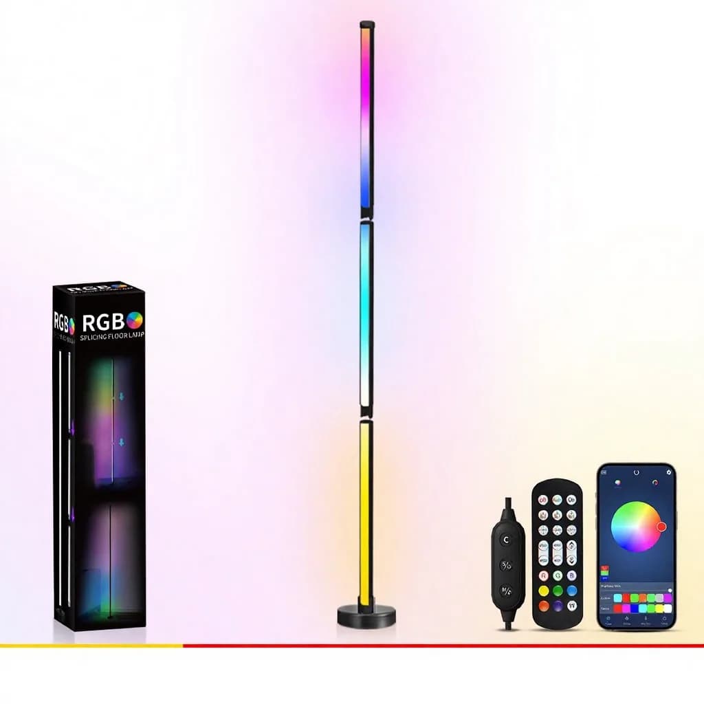 Luminária de Chão RGB com Mudança de Cor, Sincronização Musical e App