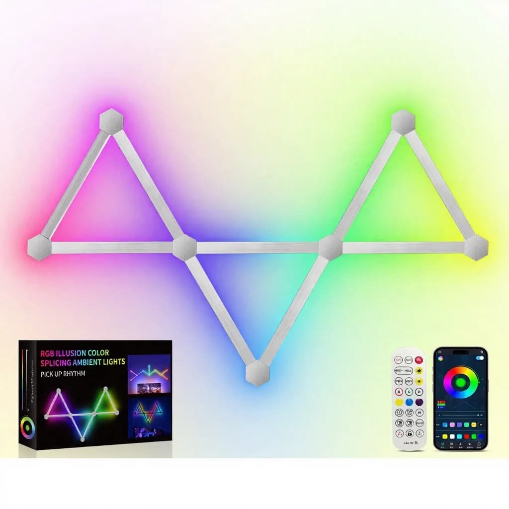 Luzes de Parede LED RGB Inteligentes Modulares com Controle por App e Sincronização Musical