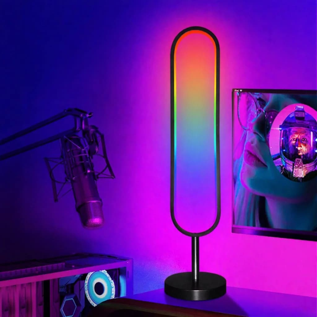 Luminária de Piso RGB em Forma de U com Luz Reativa ao Som e Controle por App