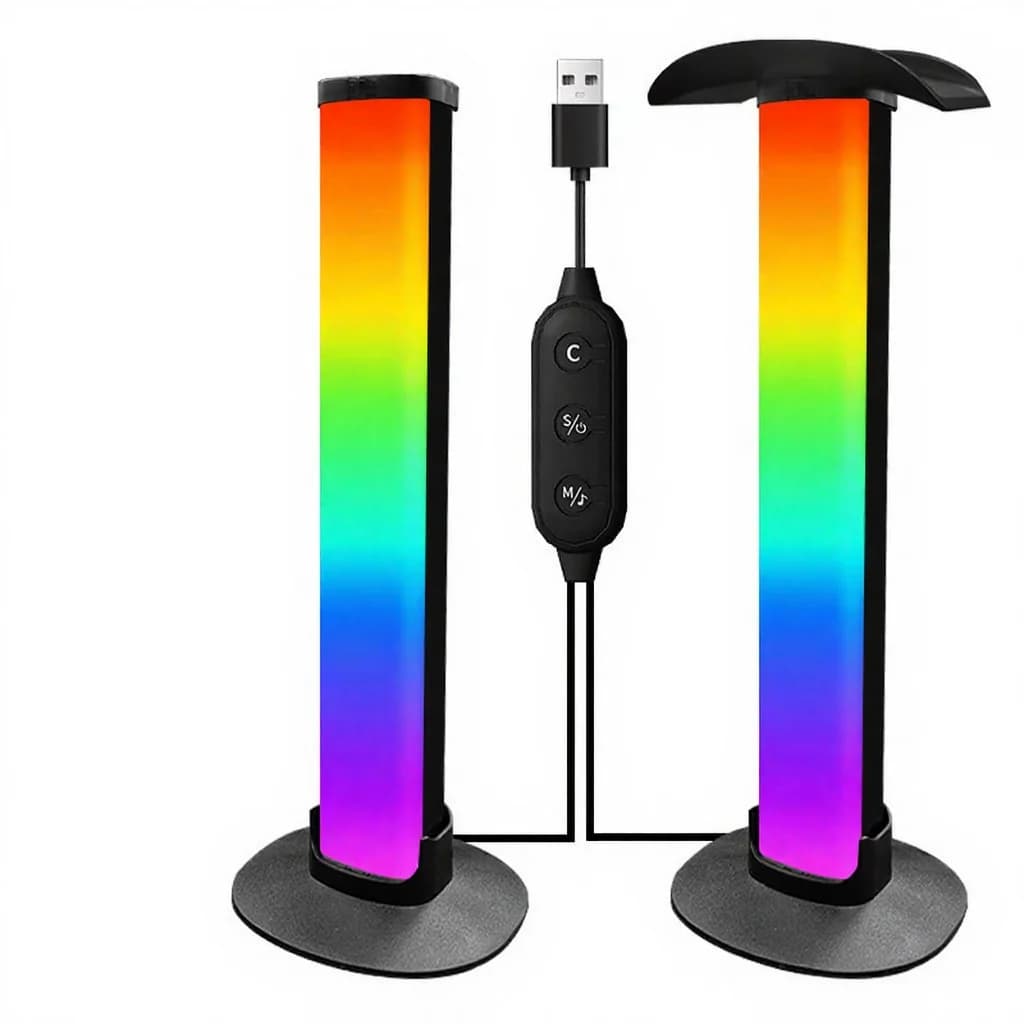 Luminária de Atmosfera RGB para Jogos com Suporte para Fone de Ouvido e Sincronização de Som