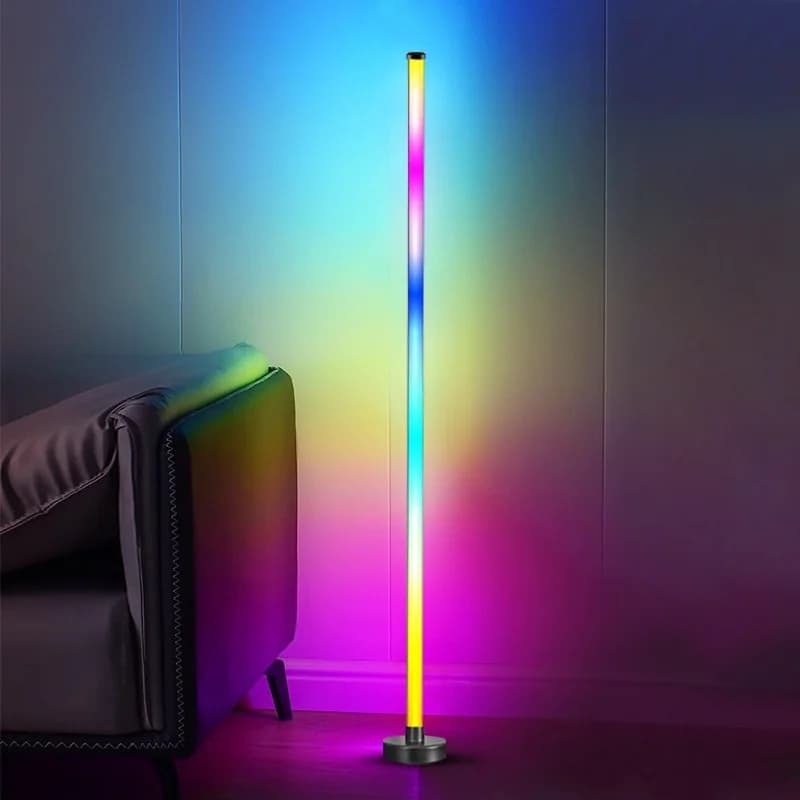 Luminária de Piso de Canto LED RGB com Sync Musical, Controle por App e Remoto