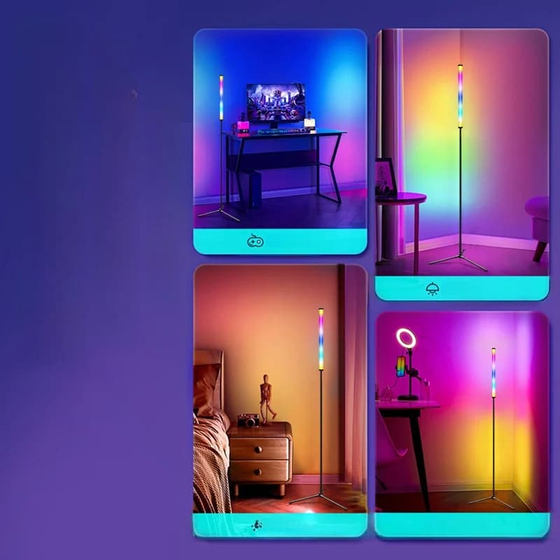 Luminária de Piso RGB com Mudança de Cor, Sincronização Musical e Controle por App
