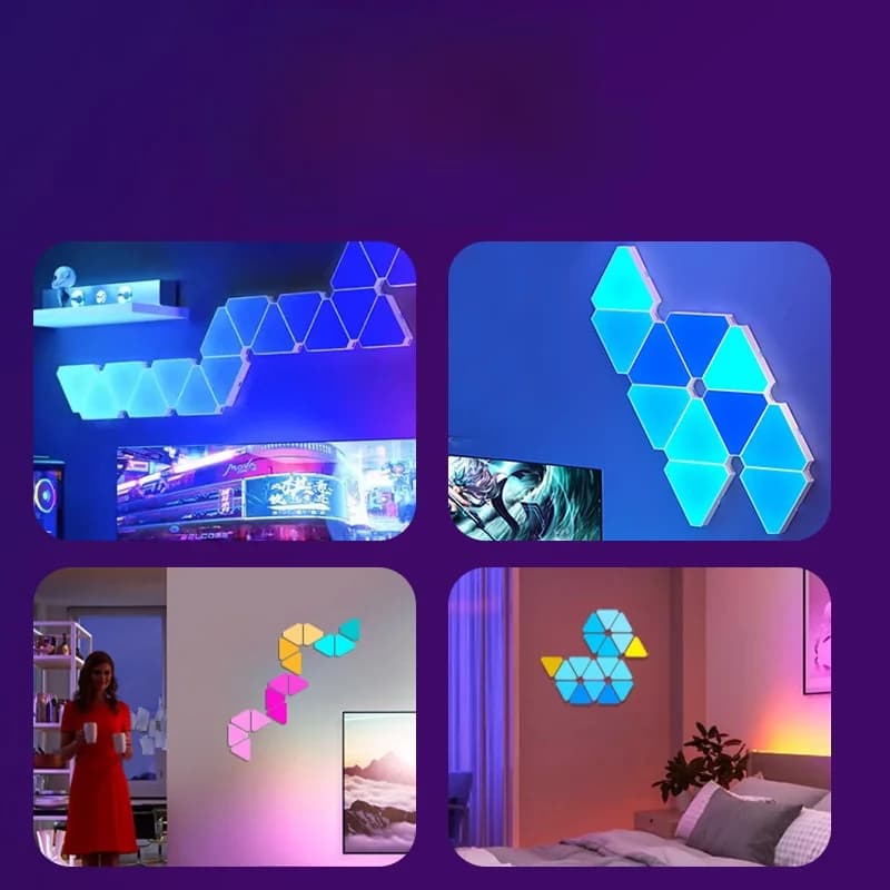 Conjunto de Luz de Parede LED Inteligente Triangular RGB para Decoração Gamer