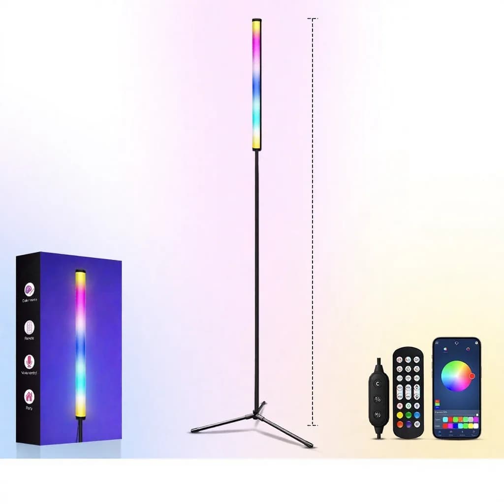 Luminária de Piso RGB com Mudança de Cor, Sincronização Musical e Controle por App