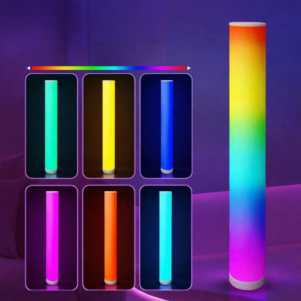 Luminária de Piso Cilíndrica RGB com Controle Remoto e Sincronização Musical para Decoração