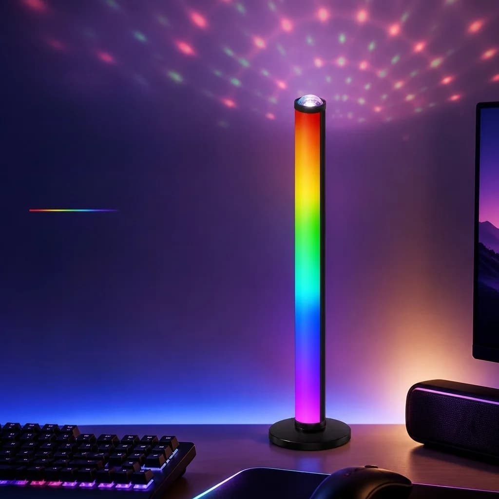 Luminária de Projeção RGB com Sincronização Musical e Controle Remoto