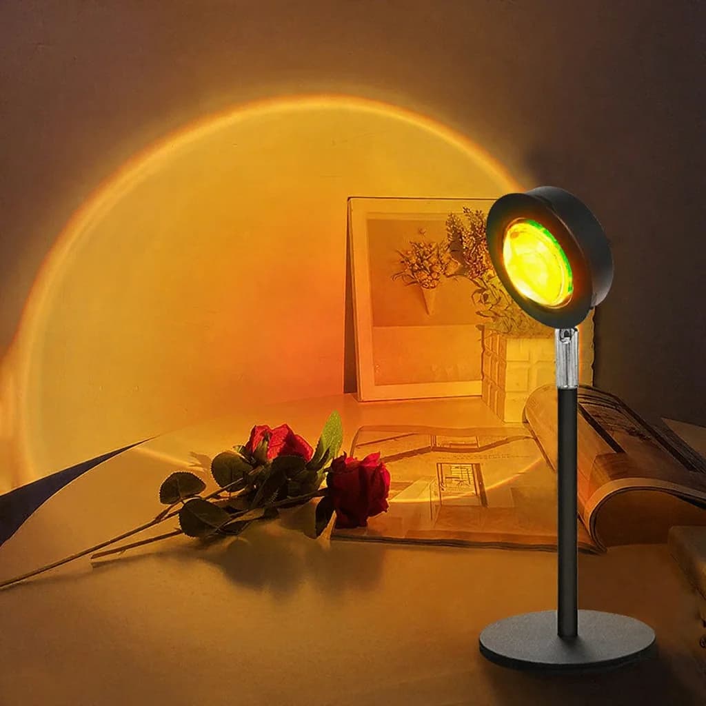 Luminária de Projeção USB Pôr do Sol RGB para Decoração de Mesa