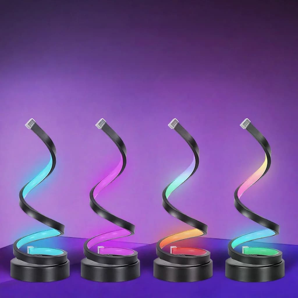 Lâmpada de Ambiente RGB em Espiral com Luz Reativa ao Som e Controle por App