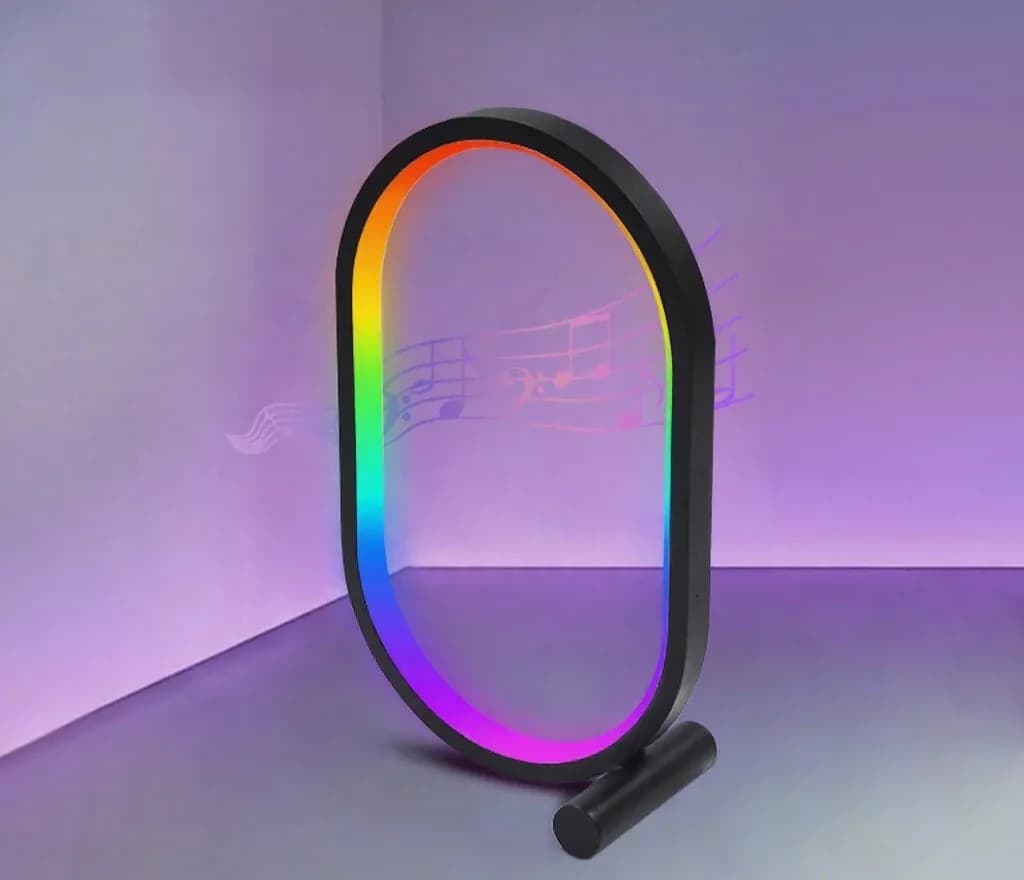 Luminária de Mesa RGB com Sincronização Musical, Controle por App e Luzes Reativas ao Som