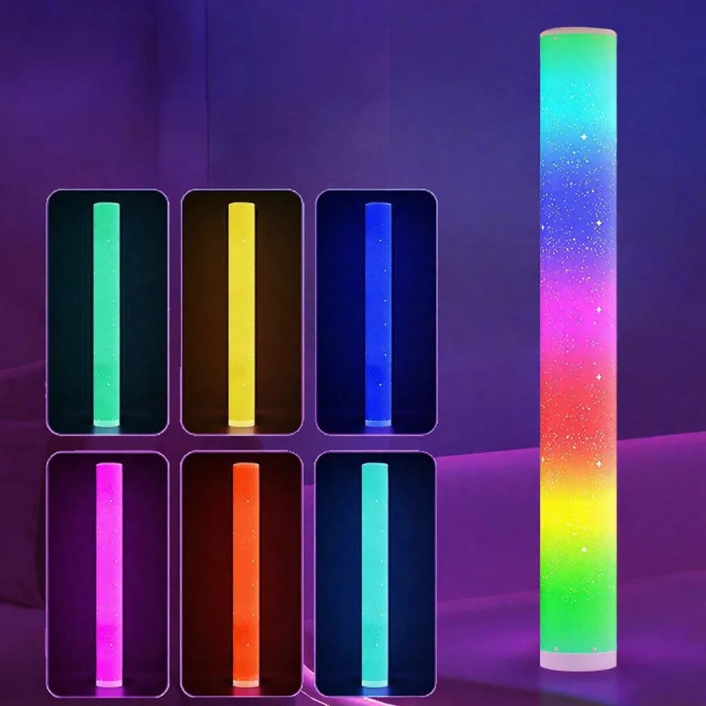 Luminária de Piso LED RGB com Padrão de Estrelas, Controle Remoto e por App