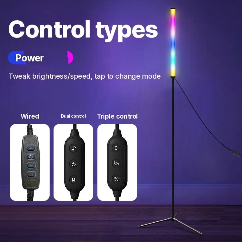 Luminária de Piso RGB com Mudança de Cor, Sincronização Musical e Controle por App