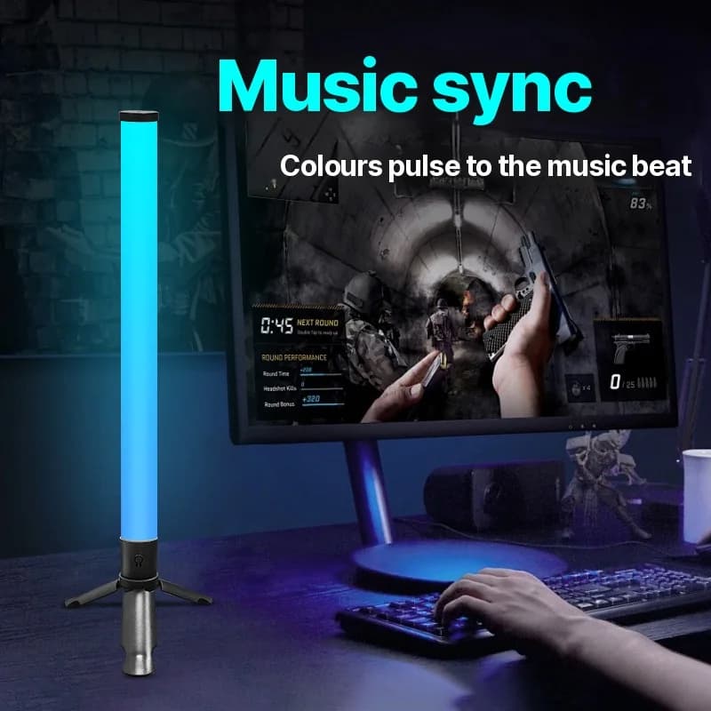Luminária de Atmosfera LED com Tripé de Mesa, Sincronização Musical e Efeitos RGB