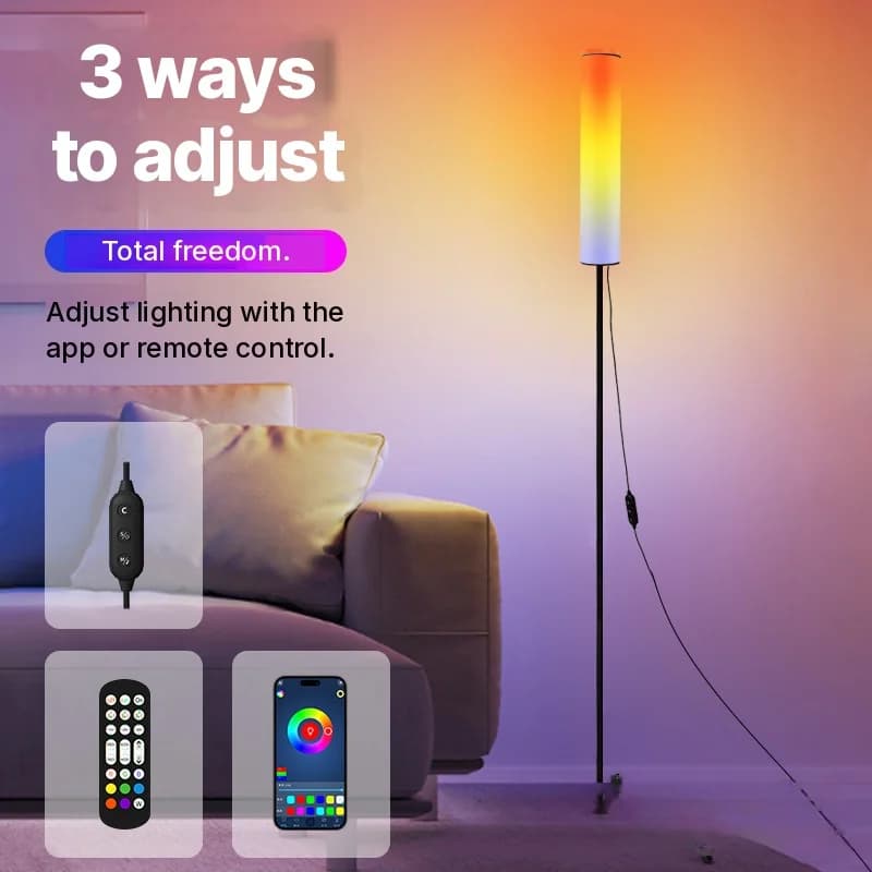 Luminária de Piso Tripé LED RGB com Controle Remoto para Quarto e Sala