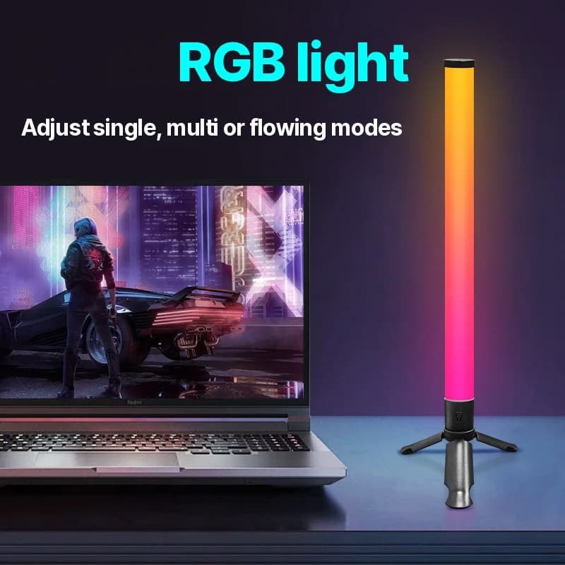Luminária de Atmosfera LED com Tripé de Mesa, Sincronização Musical e Efeitos RGB