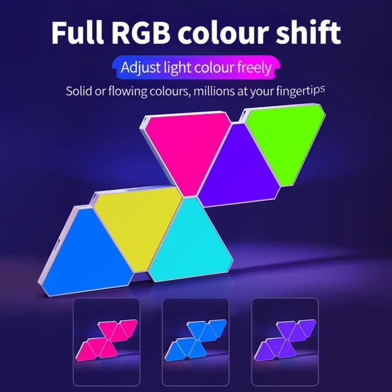 Conjunto de Luz de Parede LED Inteligente Triangular RGB para Decoração Gamer
