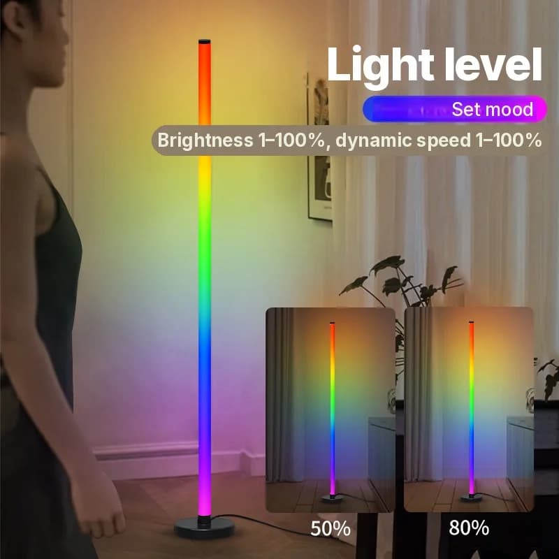 Luminária de Piso Modular RGB com Sincronização Musical e Controle por App