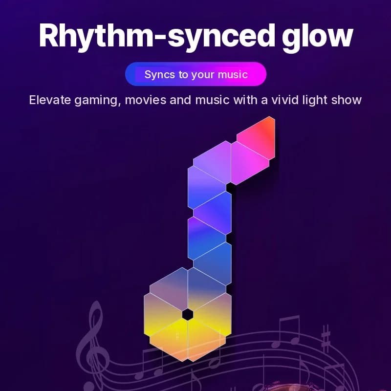 Conjunto de Luz de Parede LED Inteligente Triangular RGB para Decoração Gamer