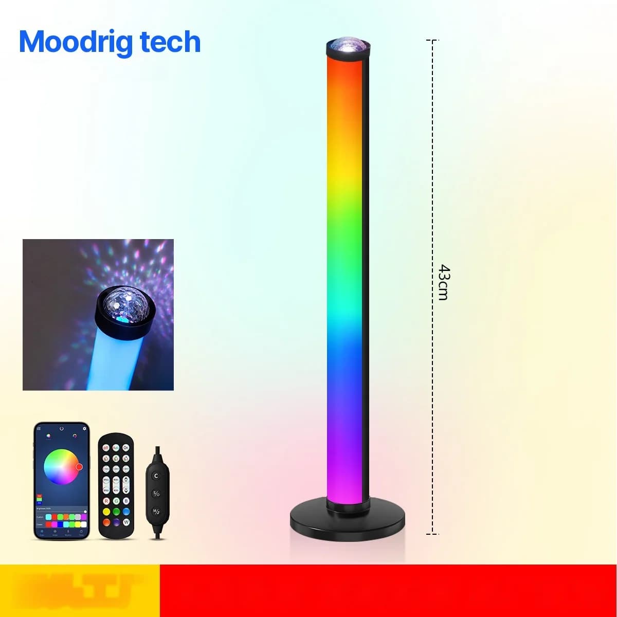 Luminária de Projeção RGB com Sincronização Musical e Controle Remoto