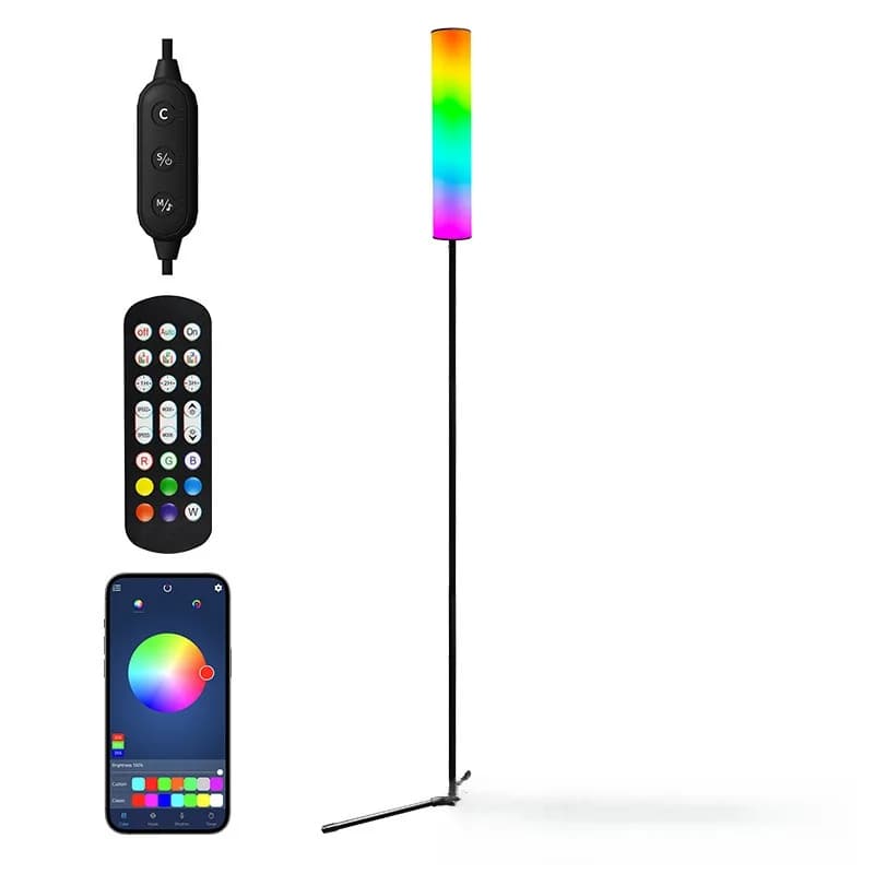 Luminária de Piso LED com Altura Ajustável, Base Tripé e Três Modos de Cor