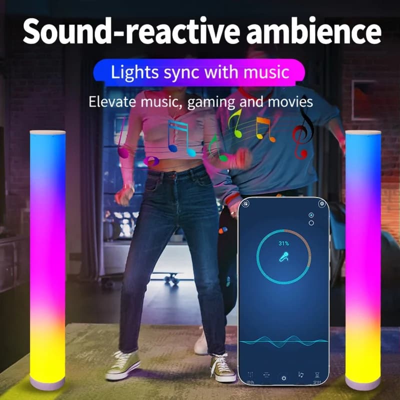 Luminária de Piso RGB com Controle Remoto e por App para Sala de Jogos