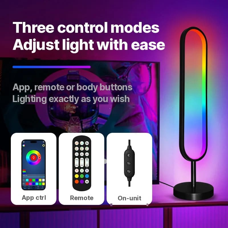 Luminária de Piso RGB em Forma de U com Luz Reativa ao Som e Controle por App