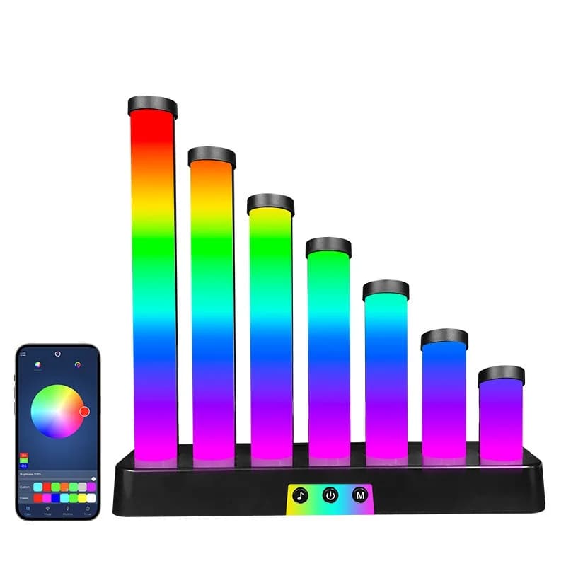 Luminária de Mesa LED RGB Reativa ao Som com Controle por App