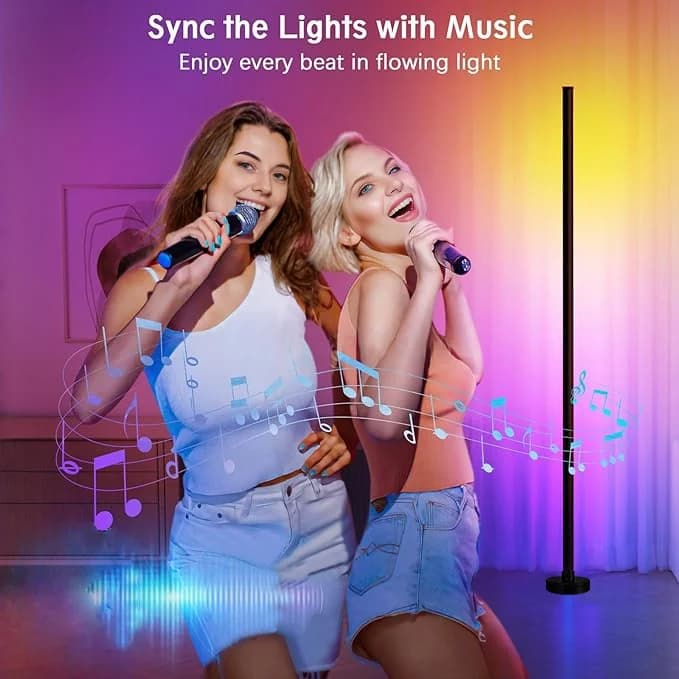 Luminária de Chão RGB com Mudança de Cor, Sincronização Musical e App