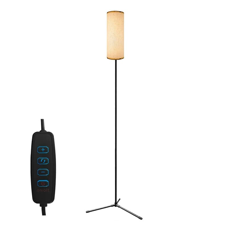 Luminária de Piso LED com Abajur de Tecido, Luz Tricolor Regulável