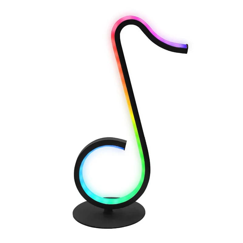 Luminária de Mesa USB com Design de Nota Musical RGB e Controle Remoto